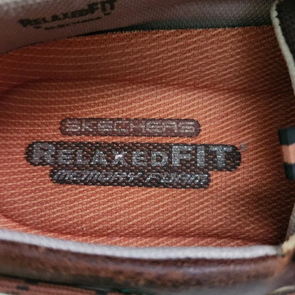 Skechers Relax Fit Memory Foam Leather Boat Shoes Size 12